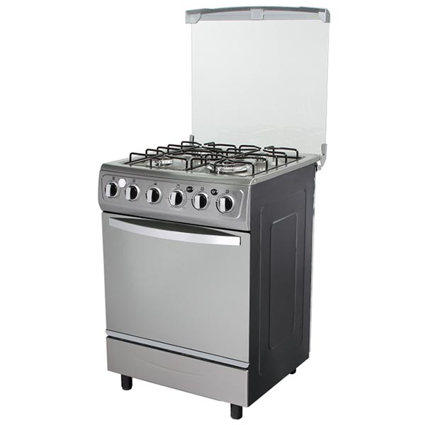 Full stainless steel body free standing gas oven with four gas burners